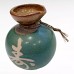 Traditional Japanese Ceramic Tea cup Set, Round Sake Jug Green with Thumb Indent