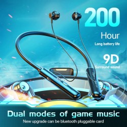 200 Hours Playback Wireless Earphones, Sports Bluetooth Headphones 5.2  9D Surround Sound