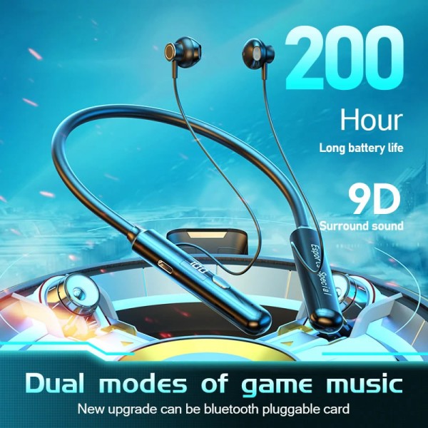 200 horas de reproducción, auriculares Bluetooth 5.2 sonido Surround 9D, auriculares deportivo